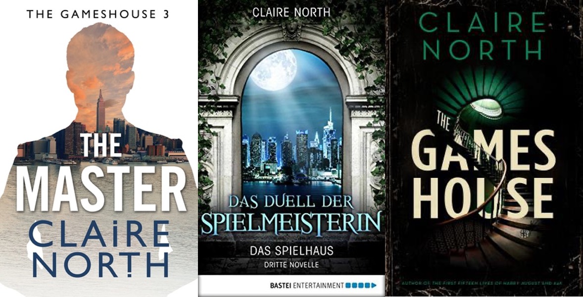 Deux couvertures de Le maître en VO et allemand et une couverture VO de l'intégrale de la trilogie